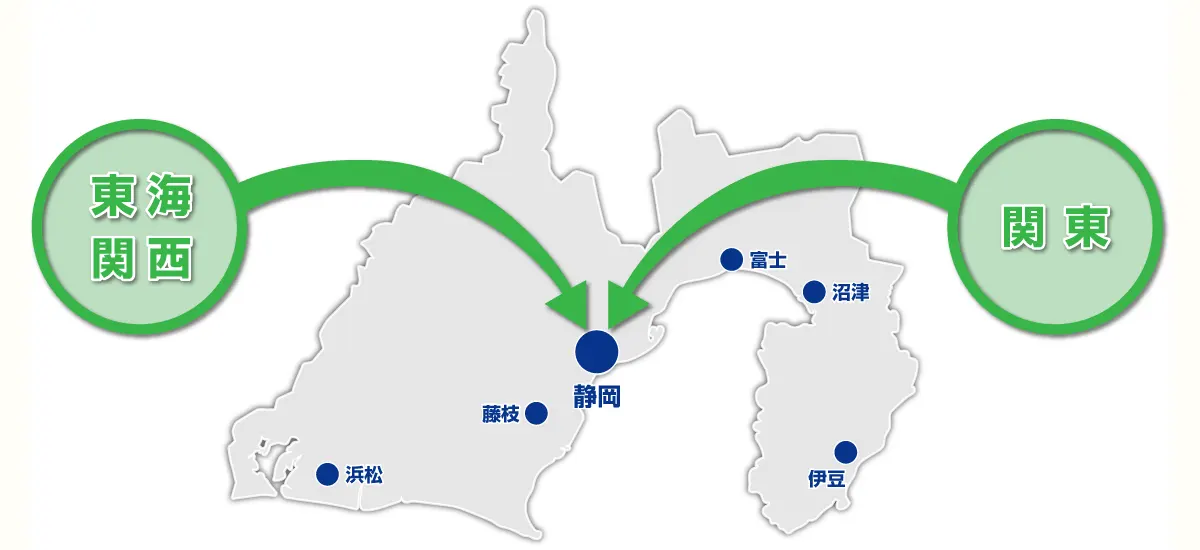 各地から静岡へ